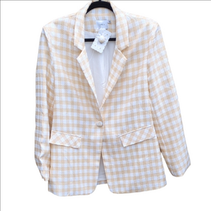 Lush Cream White Checkered Blazer Large